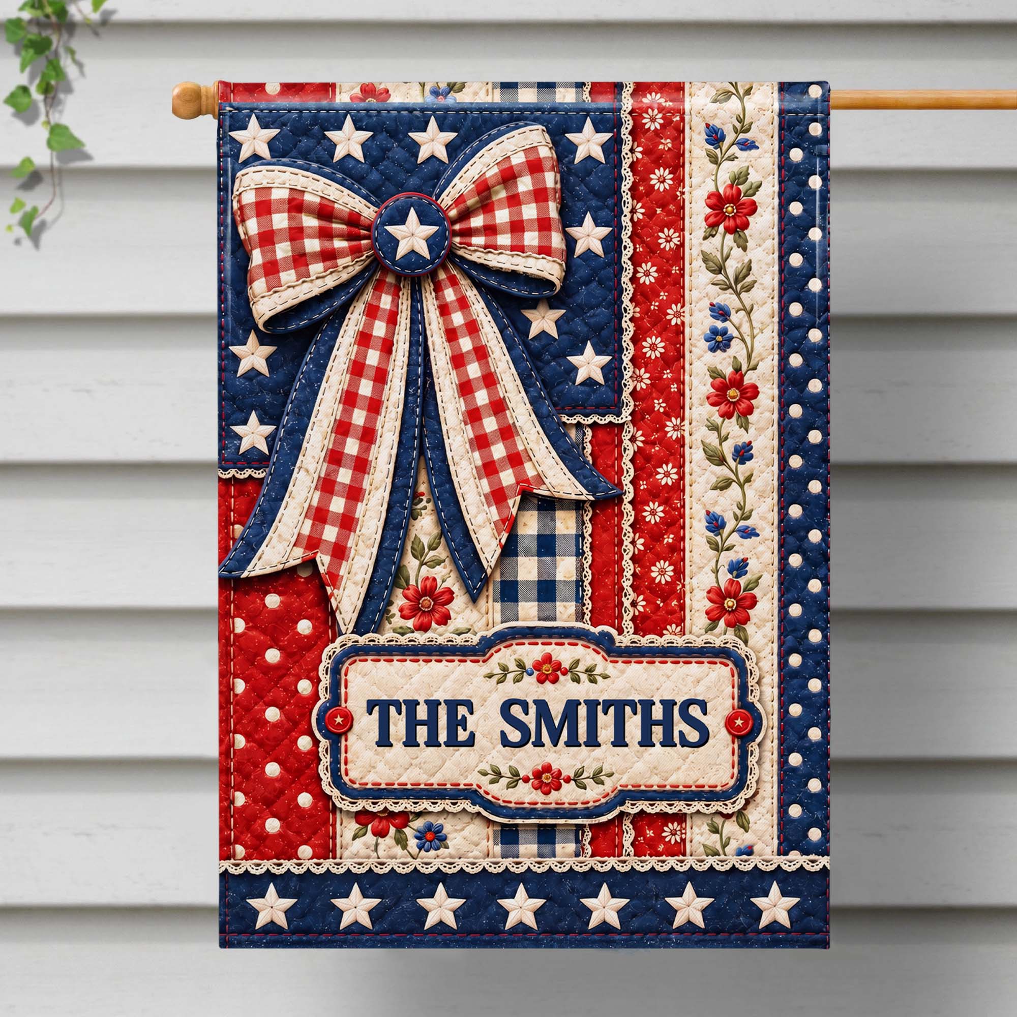 Personalized 4th of July Garden Flag Custom Family Name Gift