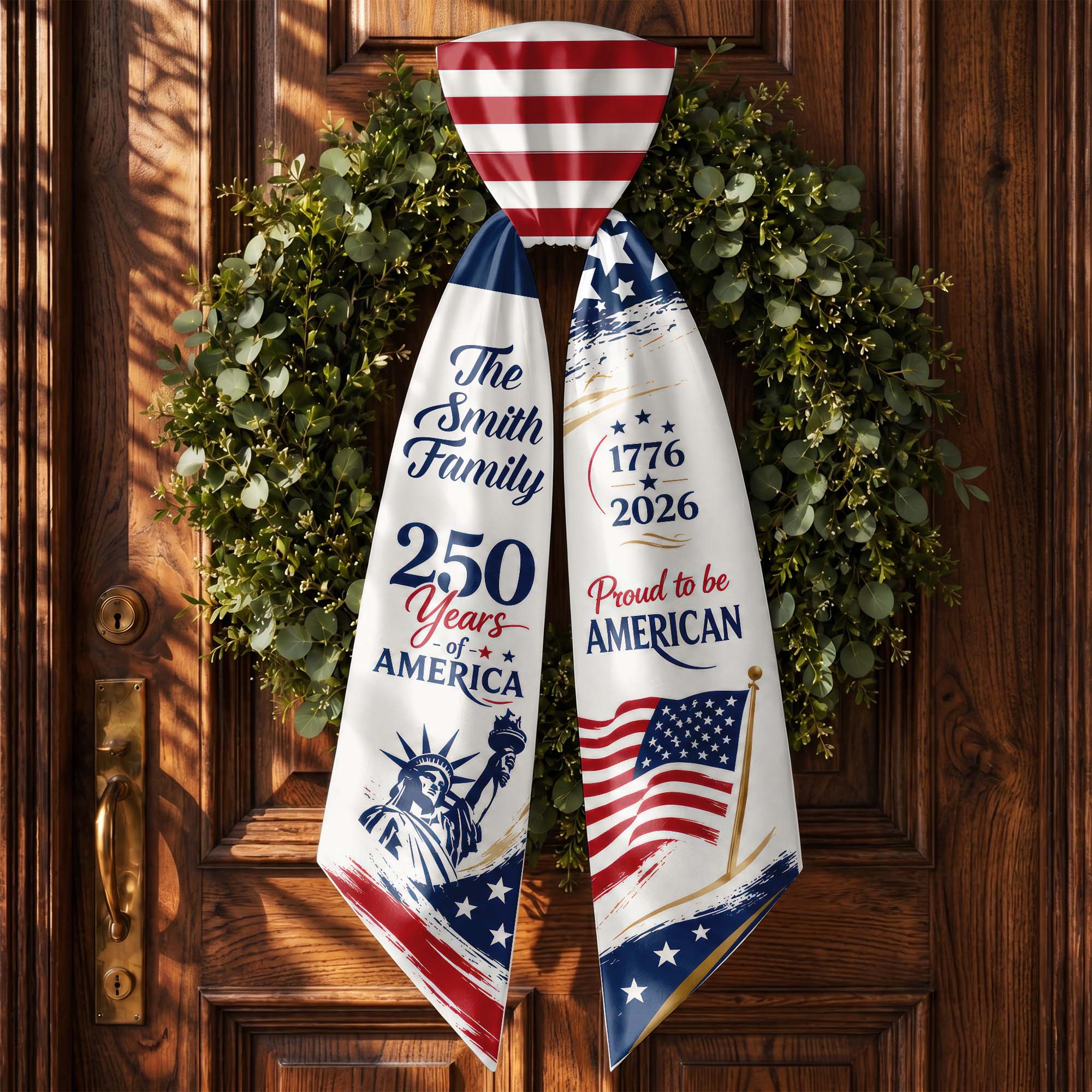 Personalized American Flag Decorative Sash Custom Family Name 4th of July Gift