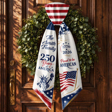 Load image into Gallery viewer, Personalized American Flag Decorative Sash Custom Family Name 4th of July Gift
