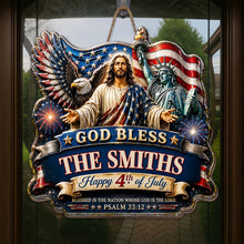 Load image into Gallery viewer, Personalized 4th of July Wood Sign Custom Family Name Gift
