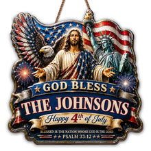 Load image into Gallery viewer, Personalized 4th of July Wood Sign Custom Family Name Gift
