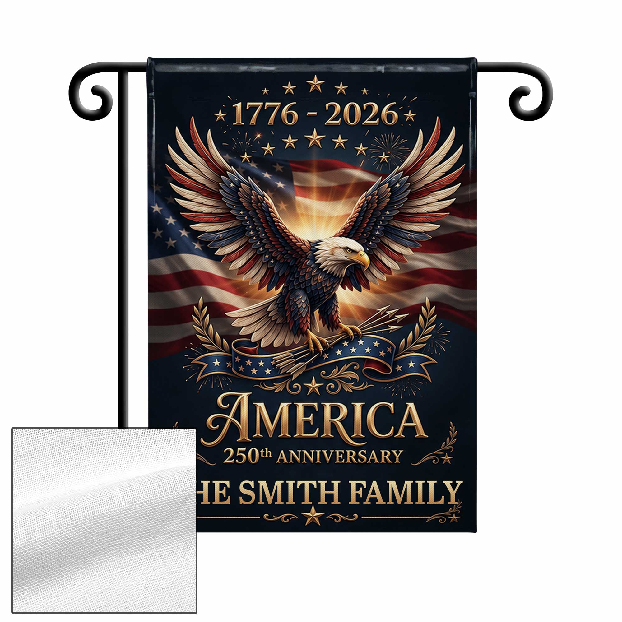 Personalized American Flag Garden Flag Custom Name 250th Anniversary Gift