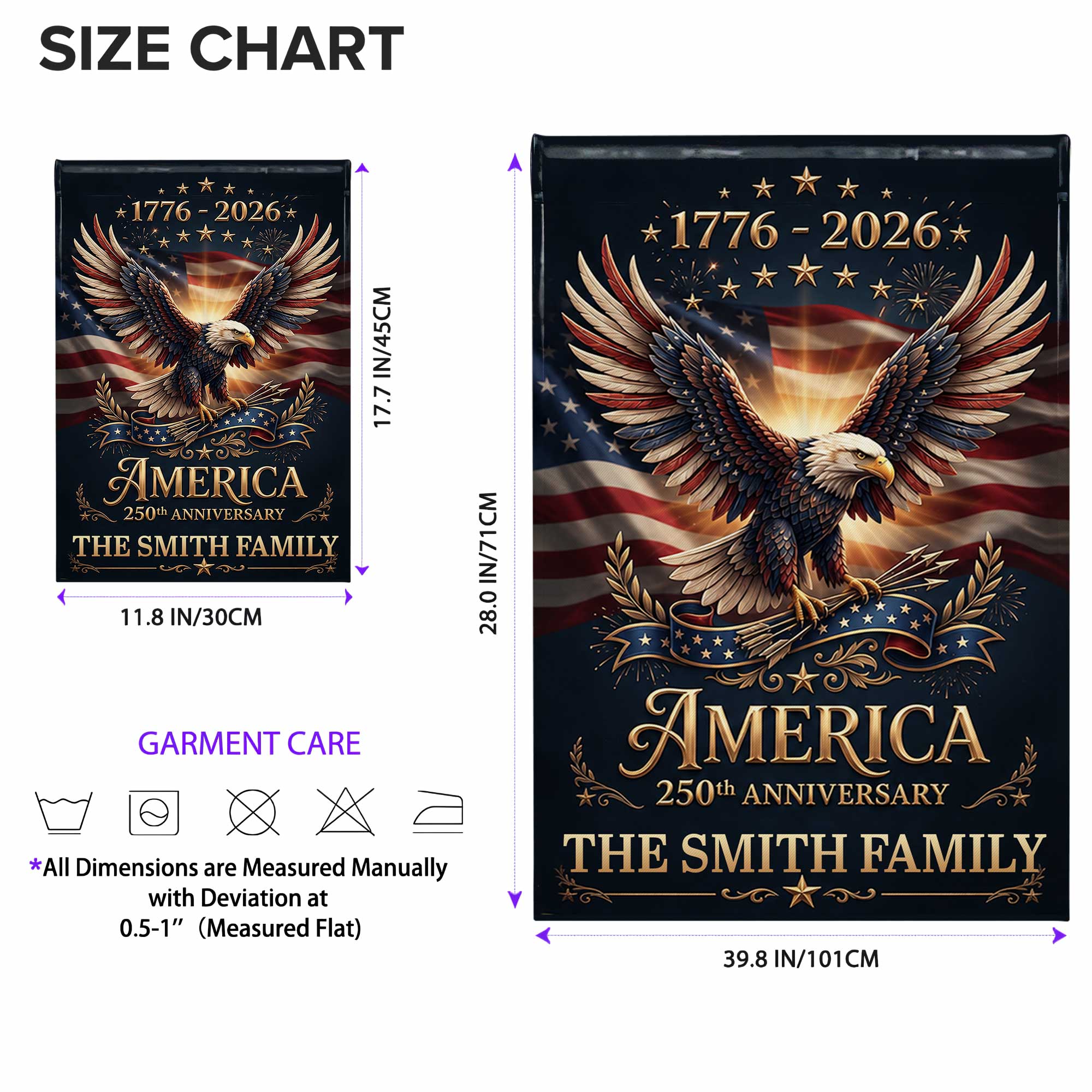Personalized American Flag Garden Flag Custom Name 250th Anniversary Gift