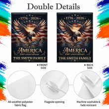 Load image into Gallery viewer, Personalized American Flag Garden Flag Custom Name 250th Anniversary Gift
