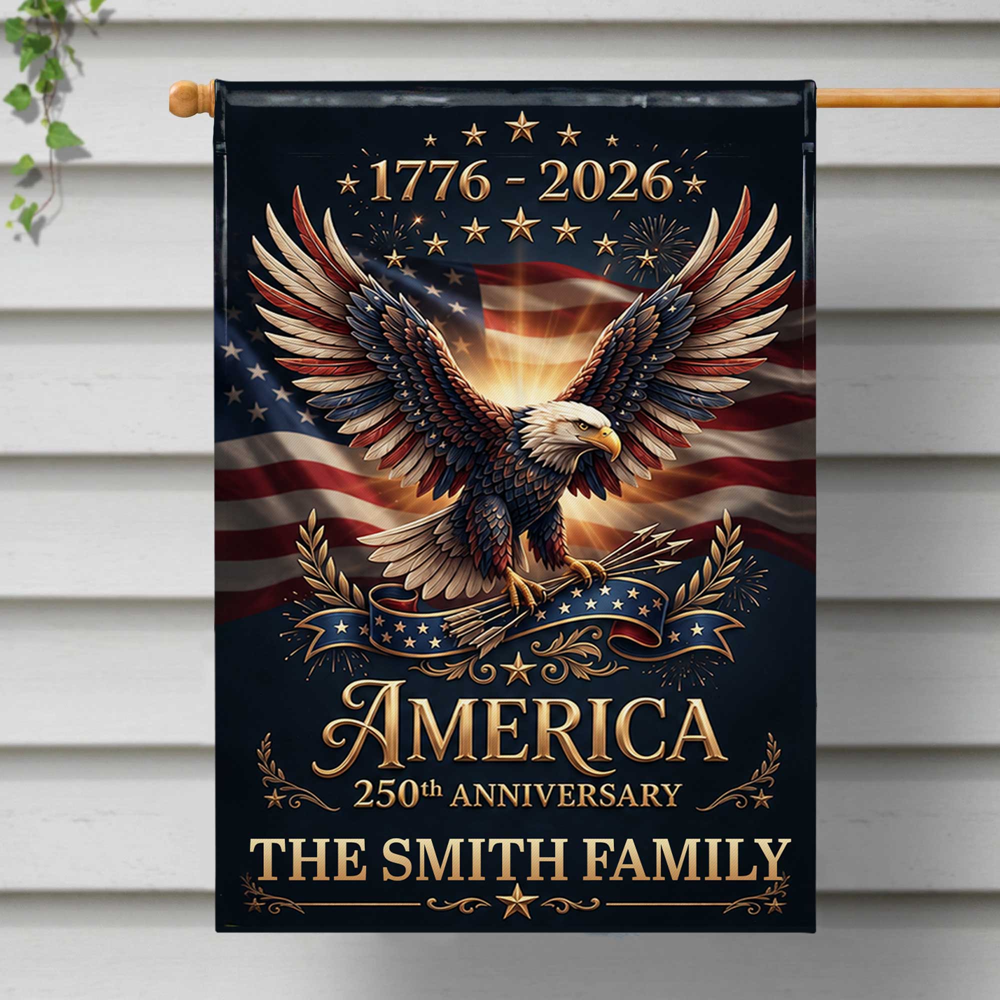 Personalized American Flag Garden Flag Custom Name 250th Anniversary Gift