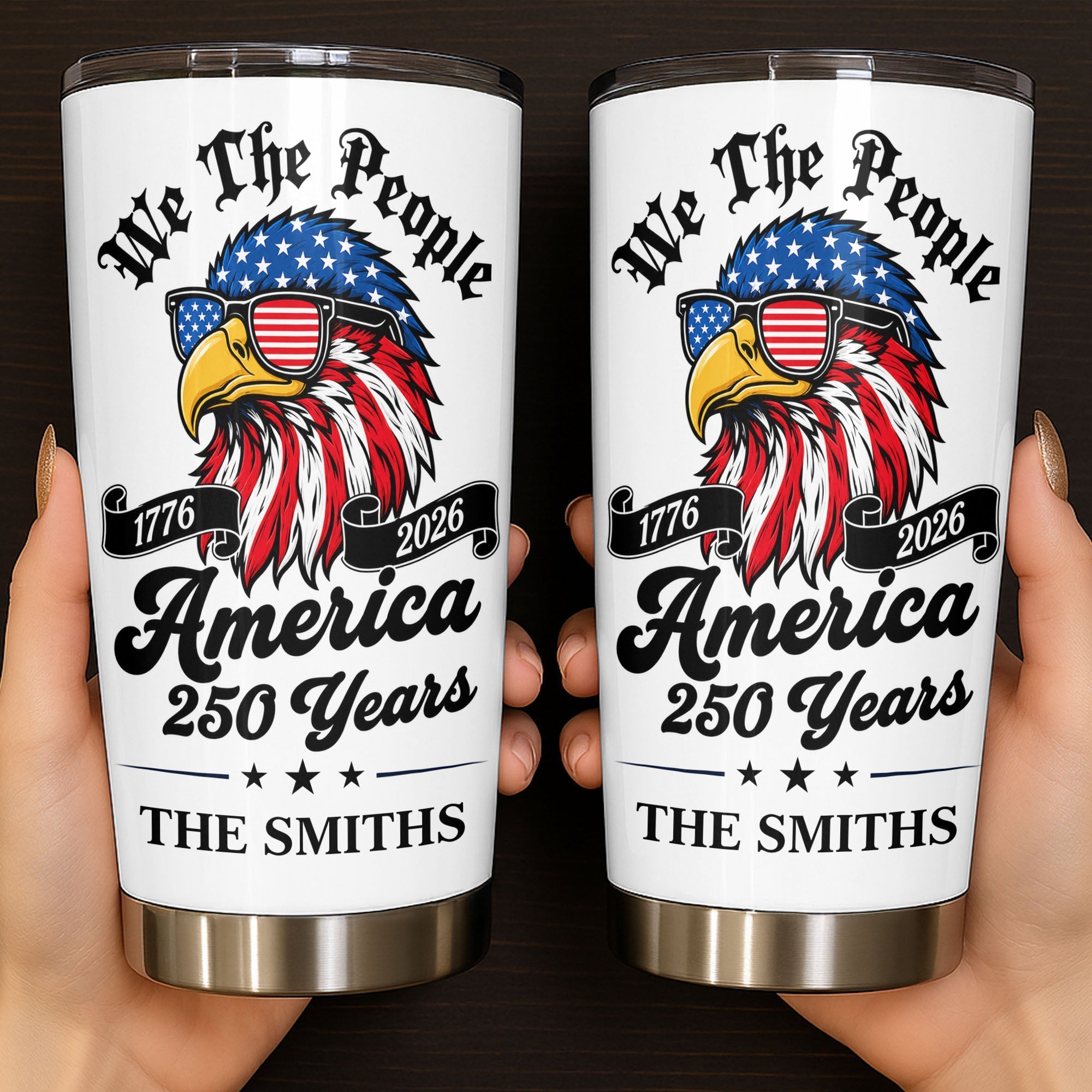 Personalized 20oz Stainless Steel Tumbler Custom Name Eagle Gift for Dad