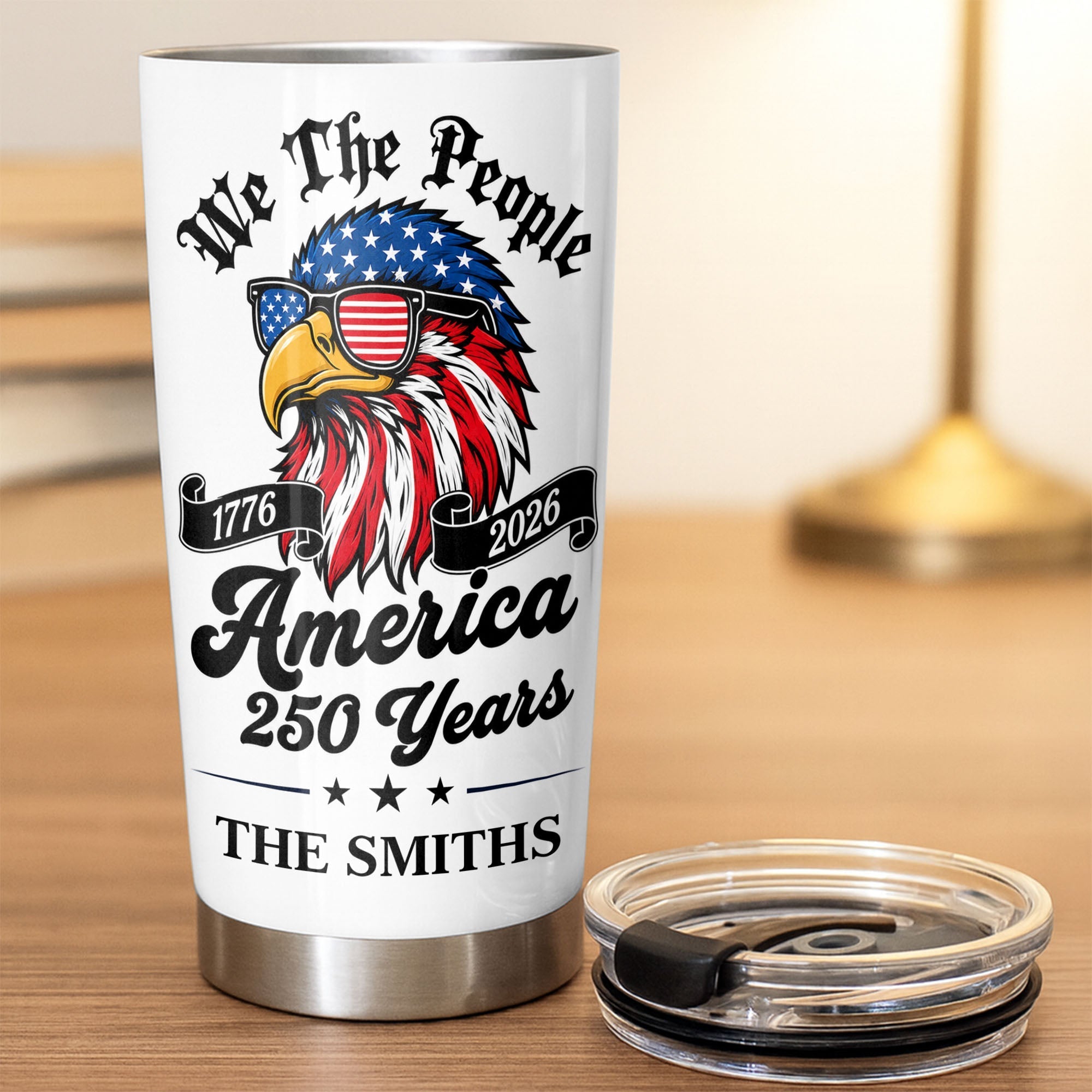 Personalized 20oz Stainless Steel Tumbler Custom Name Eagle Gift for Dad
