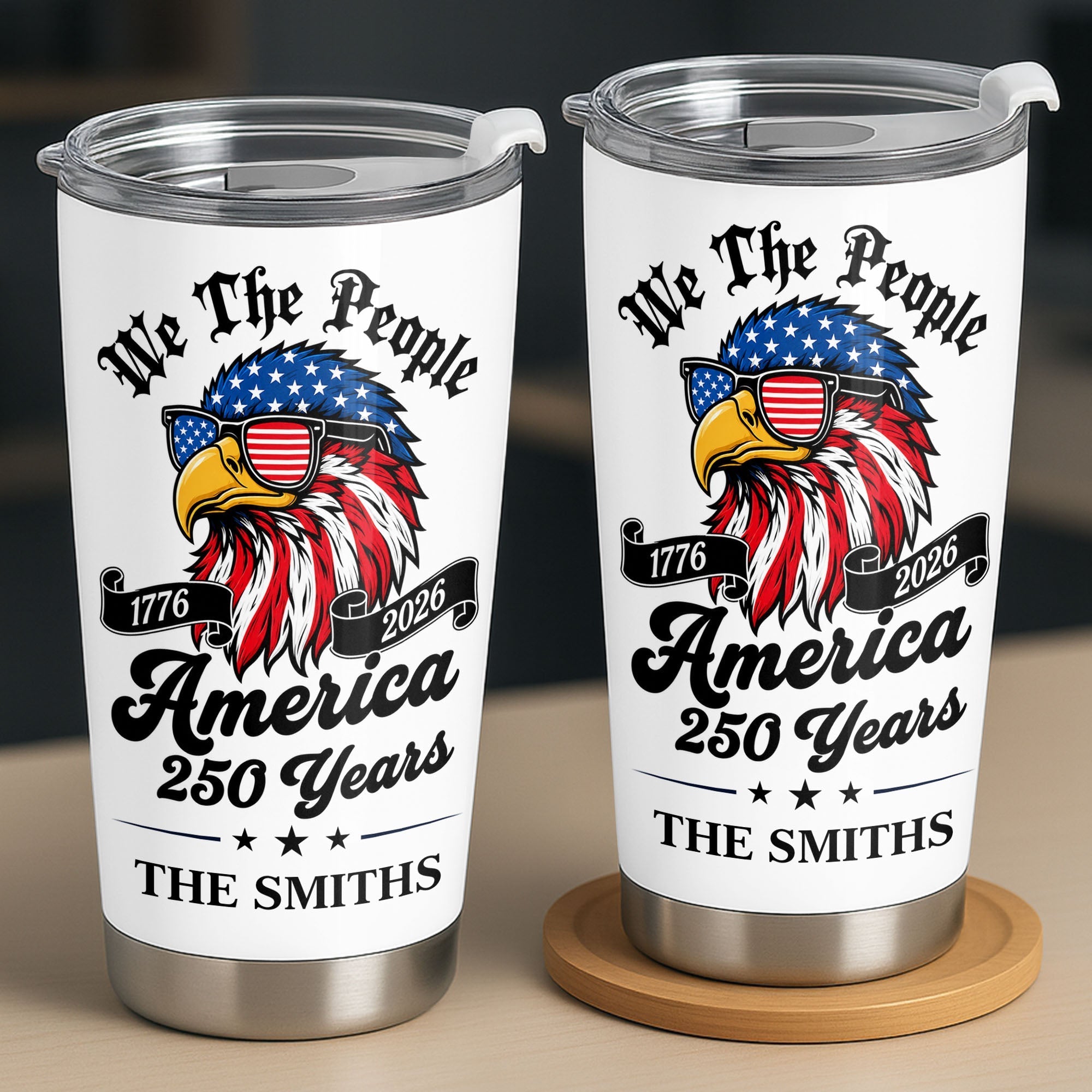 Personalized 20oz Stainless Steel Tumbler Custom Name Eagle Gift for Dad