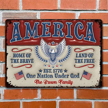 Load image into Gallery viewer, Personalized Metal Sign Custom Family Name Eagle 4th of July Gift
