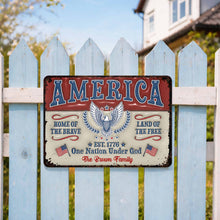 Load image into Gallery viewer, Personalized Metal Sign Custom Family Name Eagle 4th of July Gift

