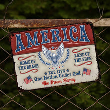 Load image into Gallery viewer, Personalized Metal Sign Custom Family Name Eagle 4th of July Gift
