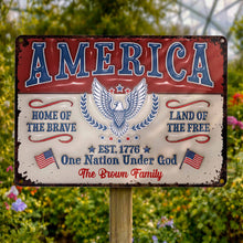 Load image into Gallery viewer, Personalized Metal Sign Custom Family Name Eagle 4th of July Gift
