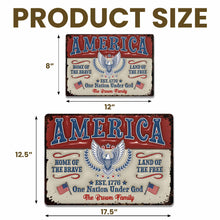 Load image into Gallery viewer, Personalized Metal Sign Custom Family Name Eagle 4th of July Gift

