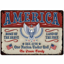 Load image into Gallery viewer, Personalized Metal Sign Custom Family Name Eagle 4th of July Gift

