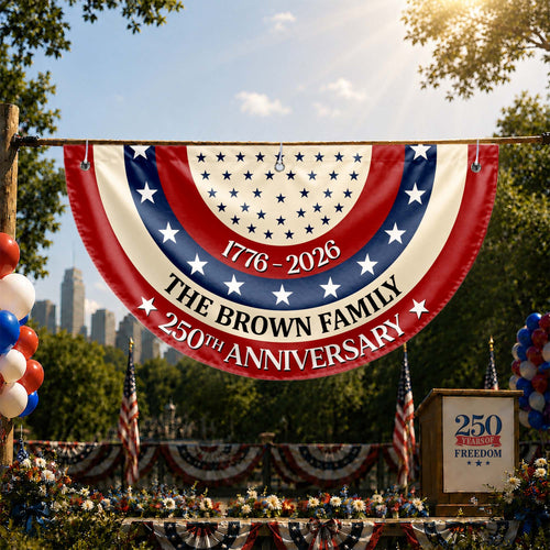Personalized Family 250th Anniversary Flag Custom Name Decoration
