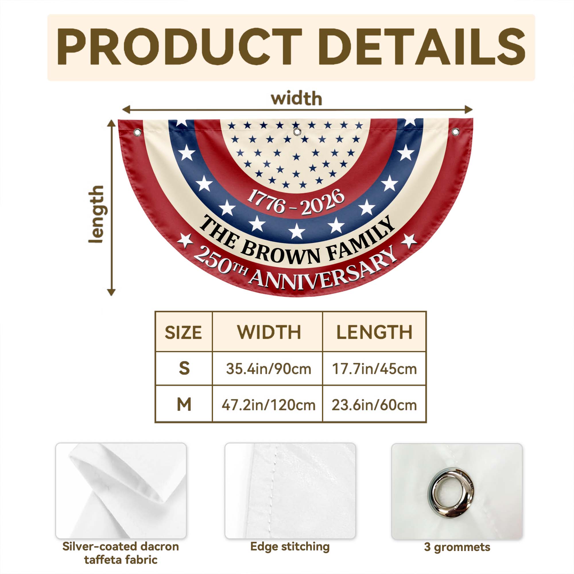 Personalized Family 250th Anniversary Flag Custom Name Decoration