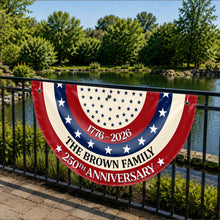 Load image into Gallery viewer, Personalized Family 250th Anniversary Flag Custom Name Decoration
