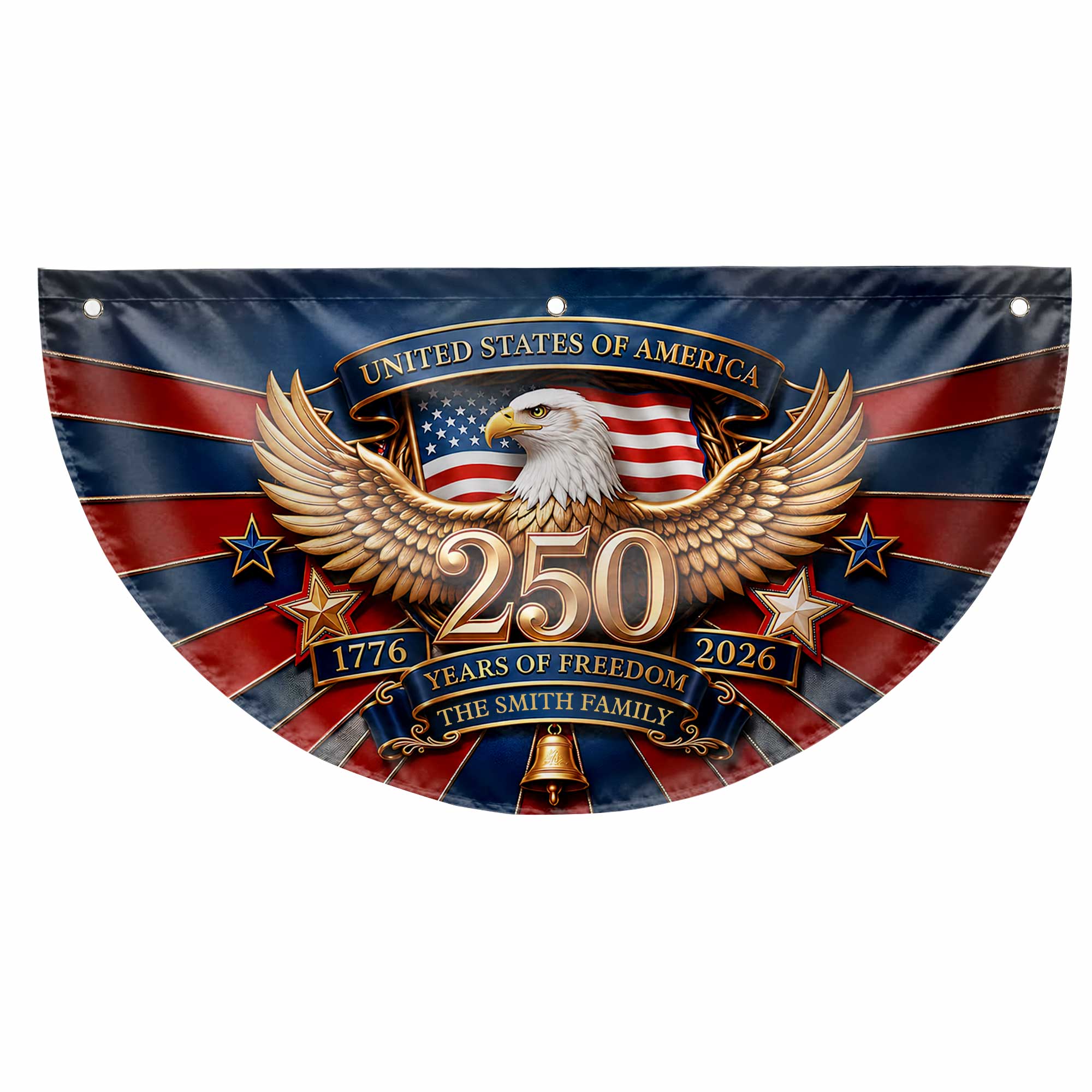 Personalized Family Eagle Fan Flag Custom Name 4th of July Gift