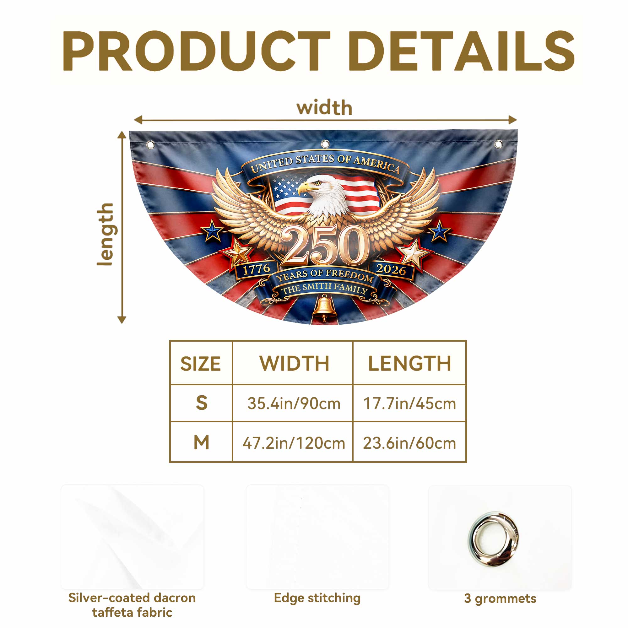 Personalized Family Eagle Fan Flag Custom Name 4th of July Gift