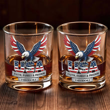 Load image into Gallery viewer, Personalized Patriotic Eagle Whiskey Glass Gift for Dad
