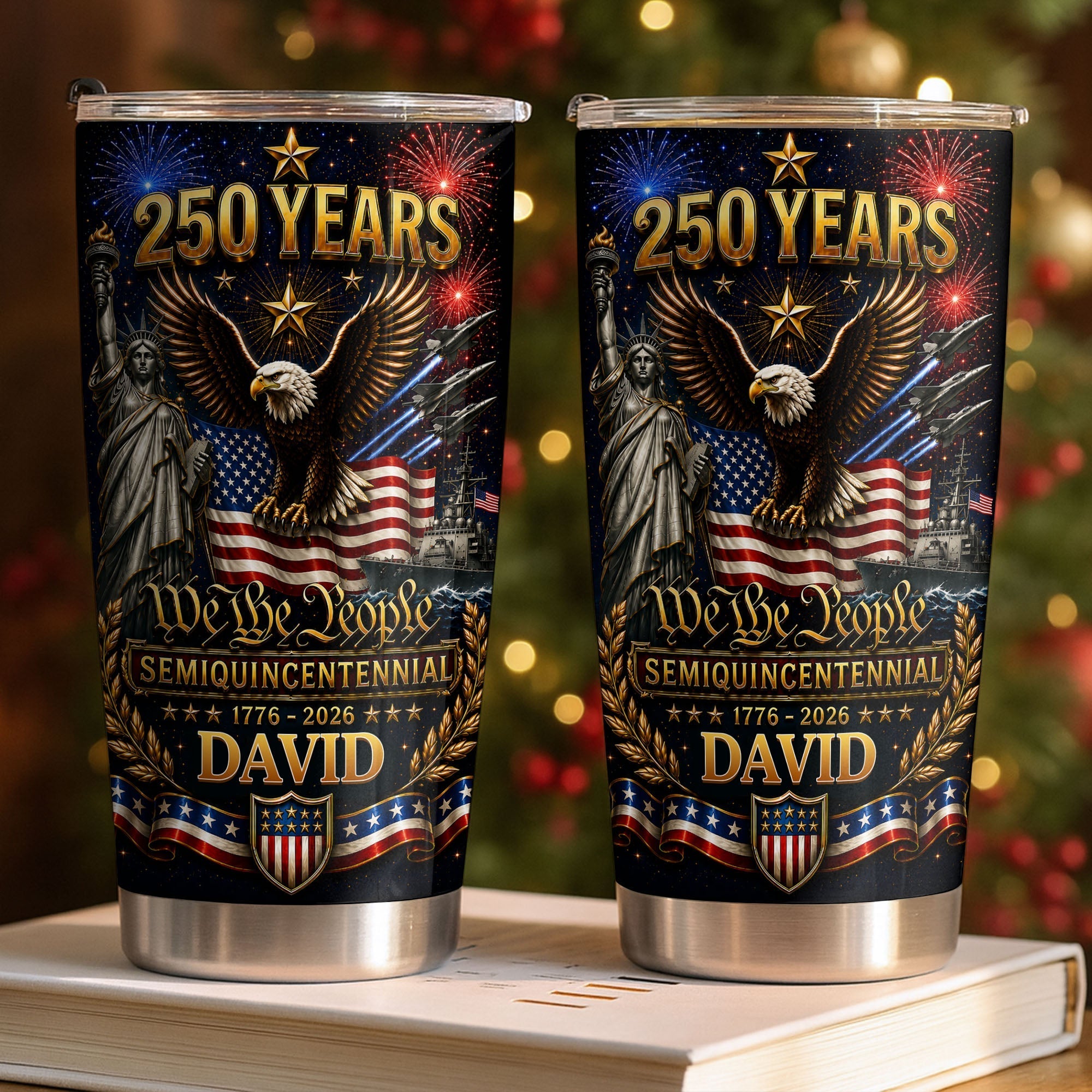 Personalized 20oz Stainless Steel Tumbler American Flag Gift for Dad