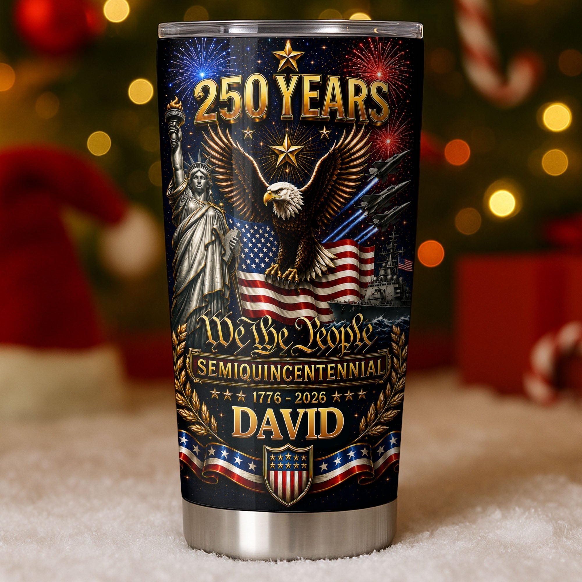 Personalized 20oz Stainless Steel Tumbler American Flag Gift for Dad