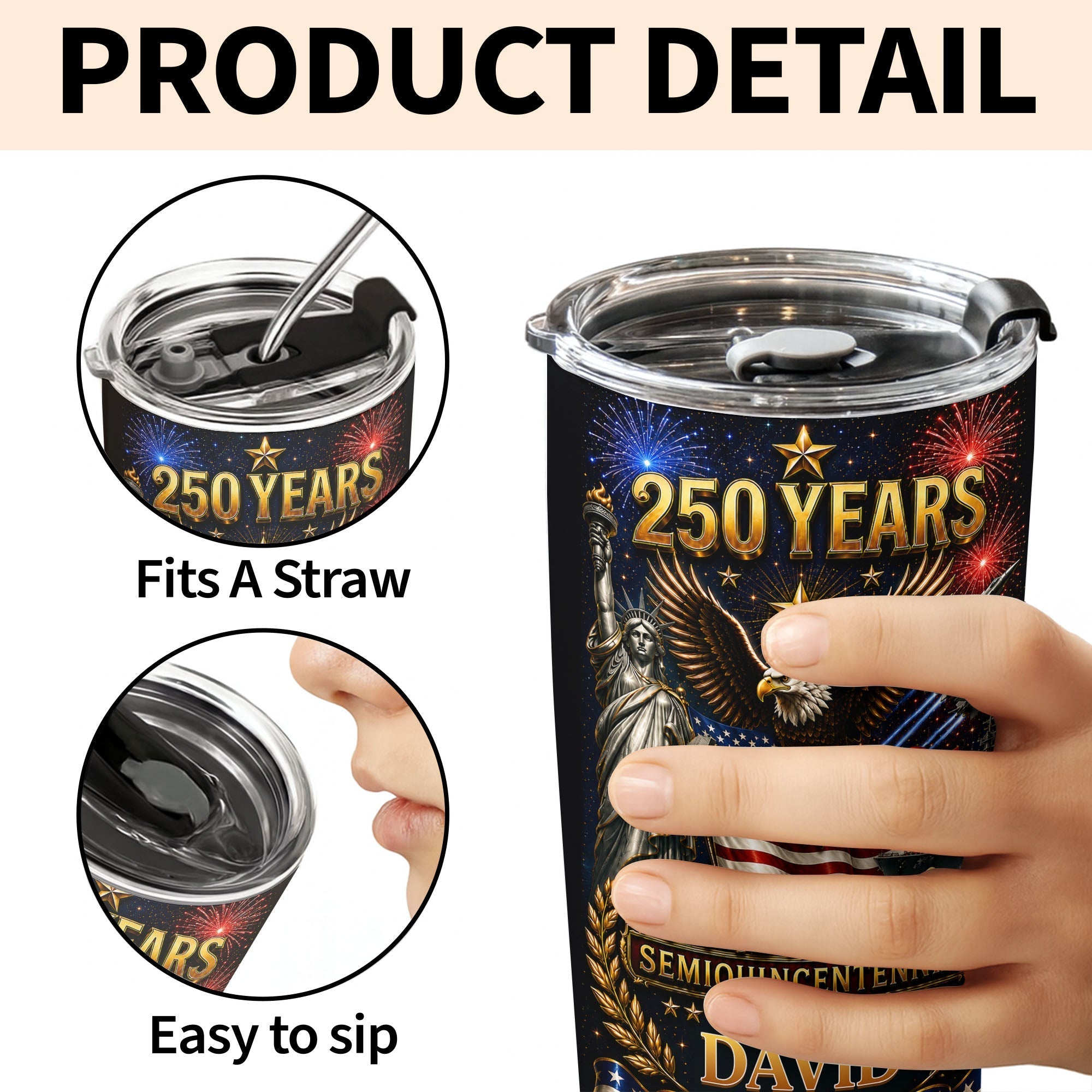 Personalized 20oz Stainless Steel Tumbler American Flag Gift for Dad