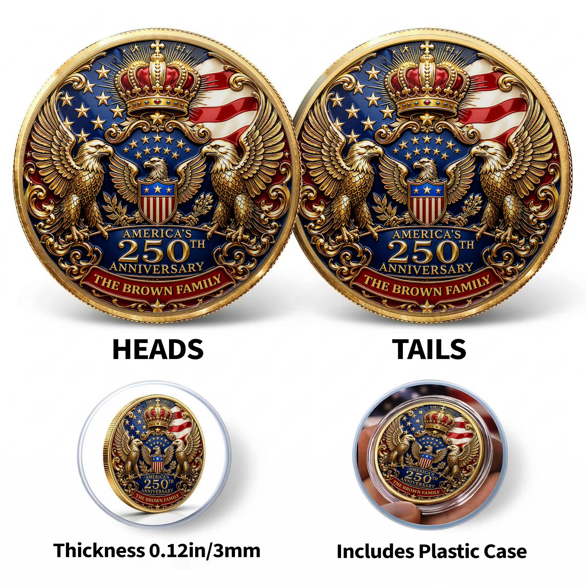 Custom Family Commemorative Coin Personalized 250th Anniversary Gift