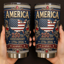 Load image into Gallery viewer, Personalized 250th Anniversary USA Map Stainless Steel Tumbler 20oz Gift
