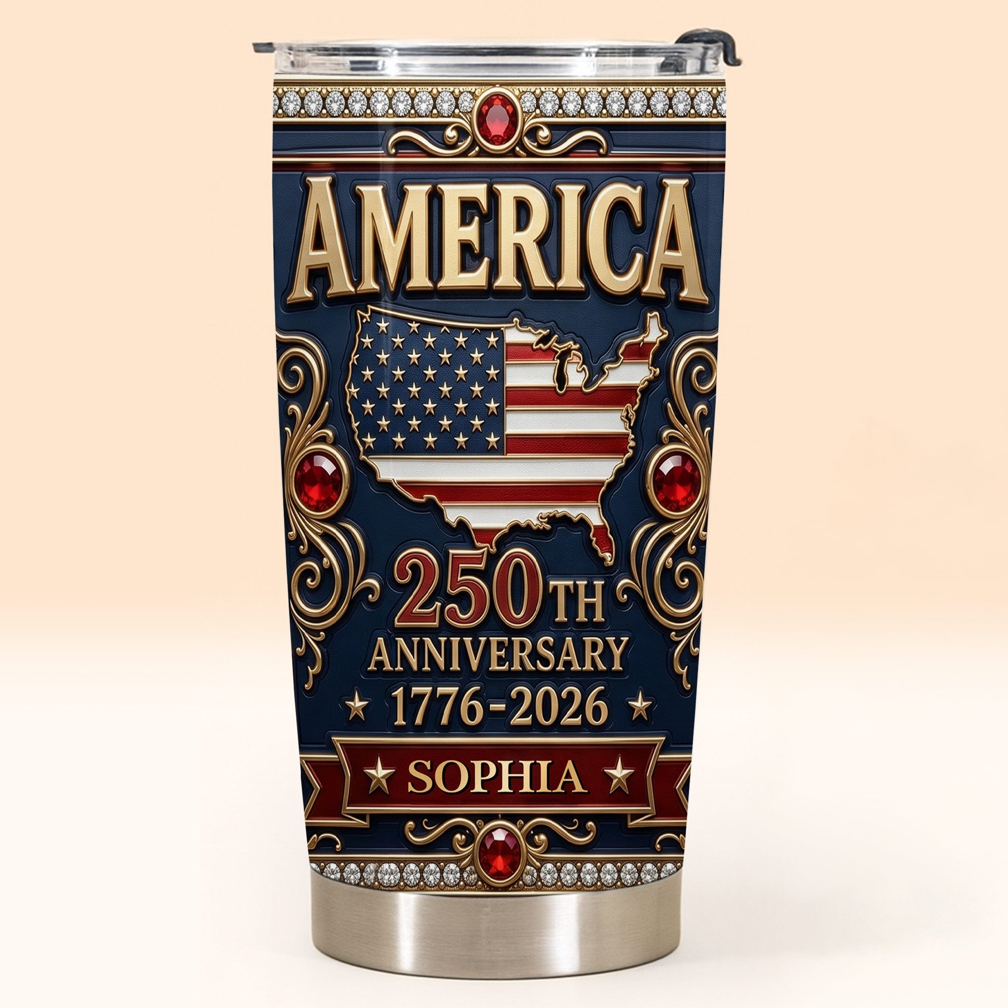 Personalized 250th Anniversary USA Map Stainless Steel Tumbler 20oz Gift
