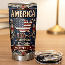 Load image into Gallery viewer, Personalized 250th Anniversary USA Map Stainless Steel Tumbler 20oz Gift
