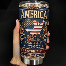 Load image into Gallery viewer, Personalized 250th Anniversary USA Map Stainless Steel Tumbler 20oz Gift
