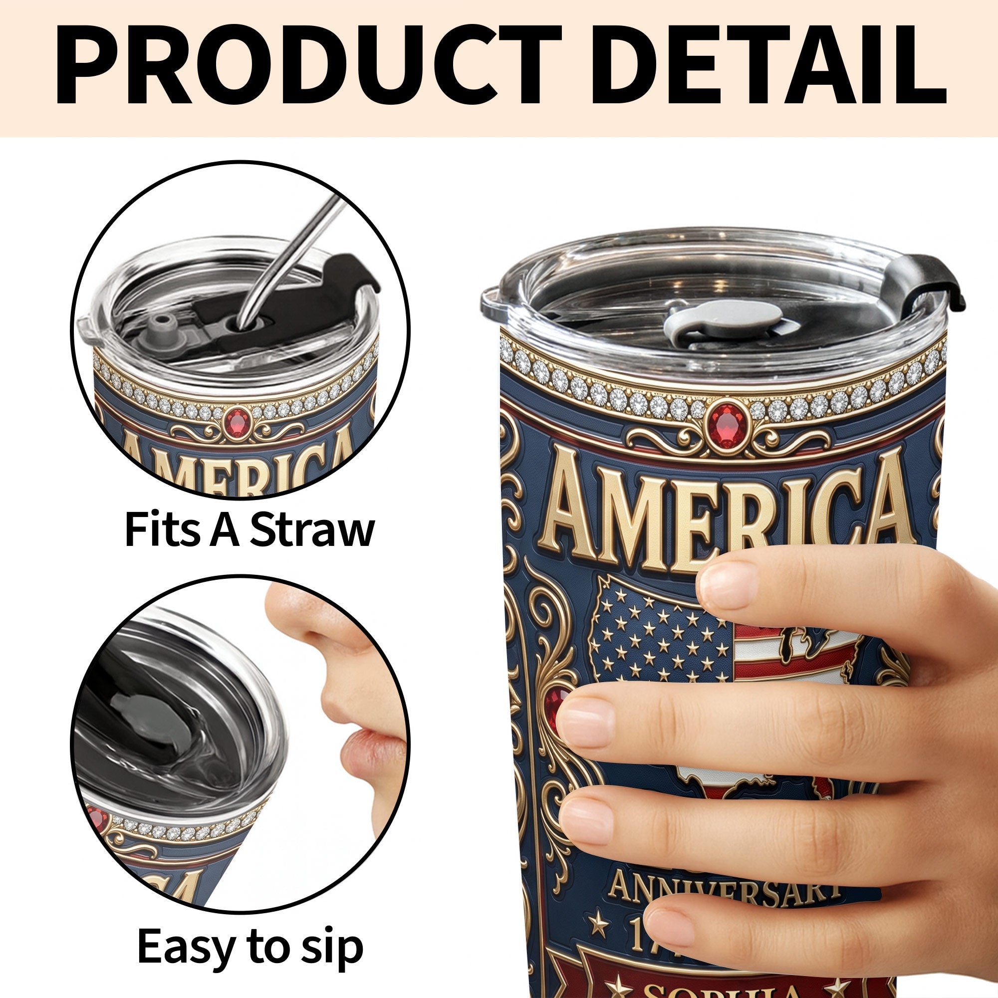 Personalized 250th Anniversary USA Map Stainless Steel Tumbler 20oz Gift