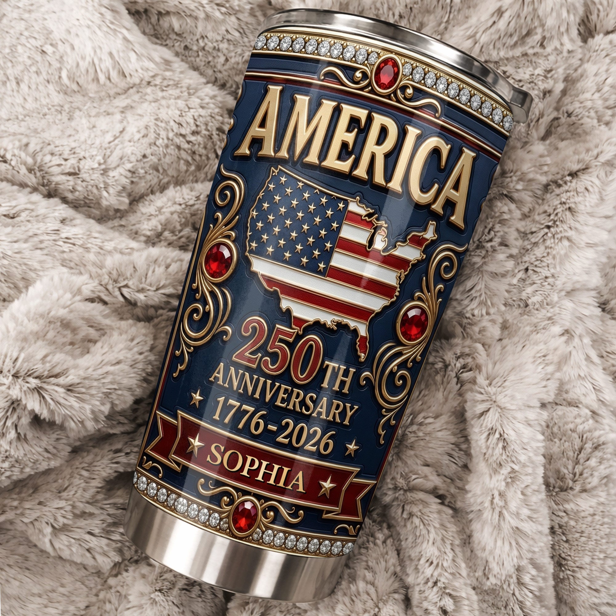 Personalized 250th Anniversary USA Map Stainless Steel Tumbler 20oz Gift