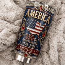 Load image into Gallery viewer, Personalized 250th Anniversary USA Map Stainless Steel Tumbler 20oz Gift

