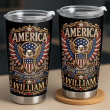 Load image into Gallery viewer, Personalized Stainless Steel Tumbler 20oz Eagle Design Gift for 250th Anniversary
