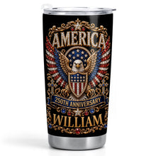 Load image into Gallery viewer, Personalized Stainless Steel Tumbler 20oz Eagle Design Gift for 250th Anniversary
