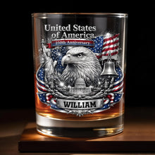 Load image into Gallery viewer, Personalized Custom Whiskey Glass with American Flag Gift for Dad
