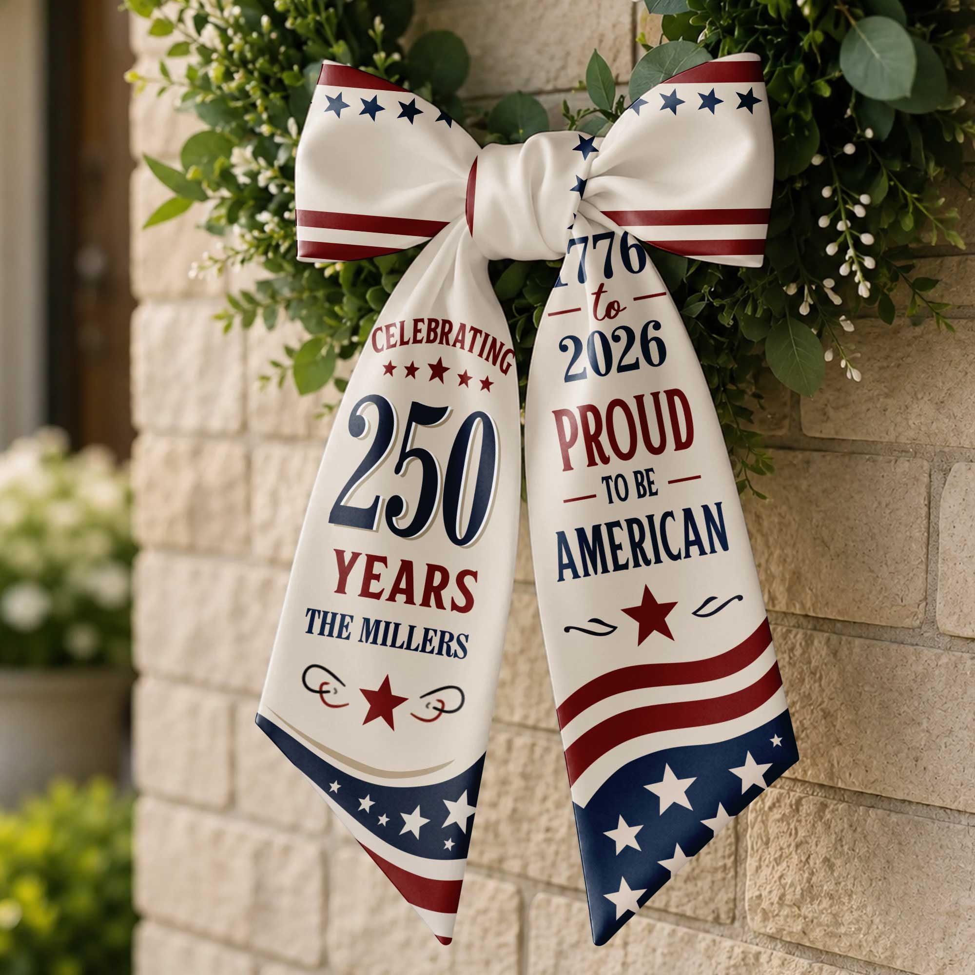 Personalized American Flag Decorative Sash Custom Family Name 4th of July
