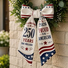 Load image into Gallery viewer, Personalized American Flag Decorative Sash Custom Family Name 4th of July
