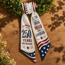 Load image into Gallery viewer, Personalized American Flag Decorative Sash Custom Family Name 4th of July
