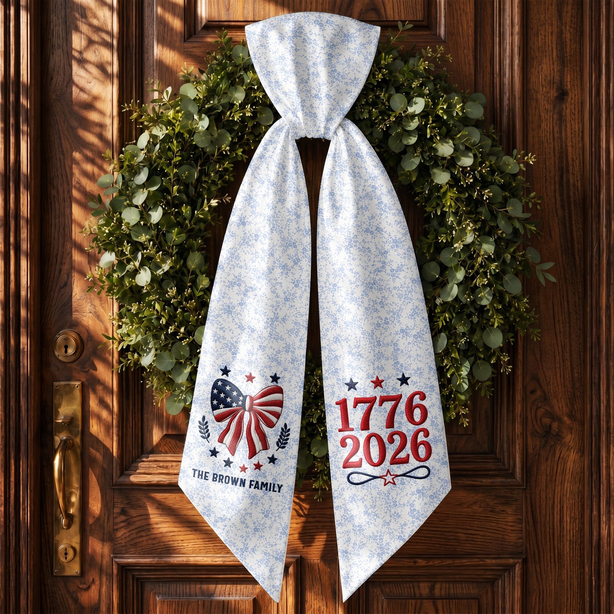 Personalized Independence Day Flag Decorative Sash Custom Family Name 250th Anniversary