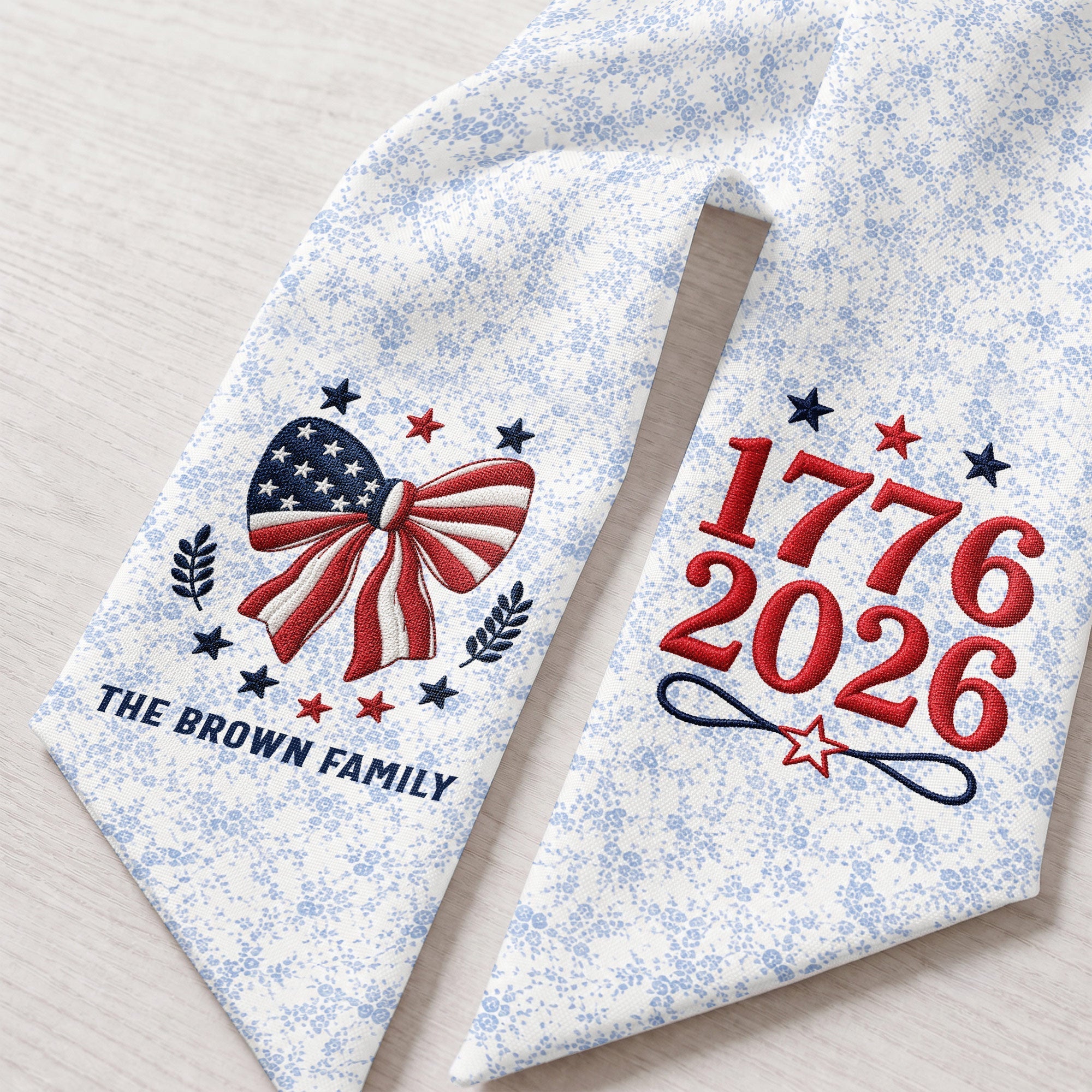 Personalized Independence Day Flag Decorative Sash Custom Family Name 250th Anniversary
