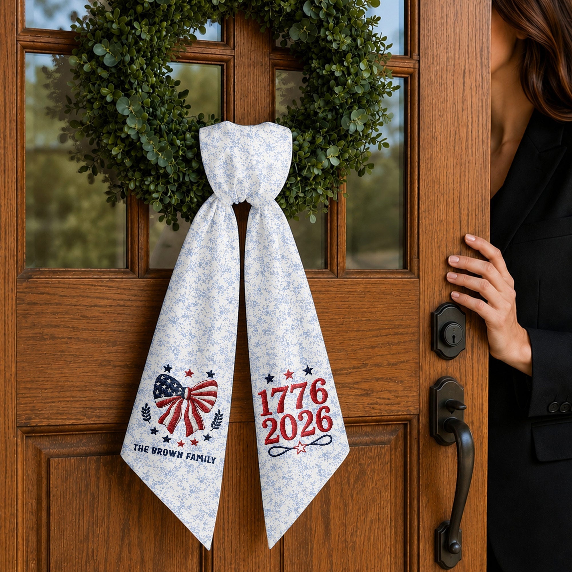 Personalized Independence Day Flag Decorative Sash Custom Family Name 250th Anniversary