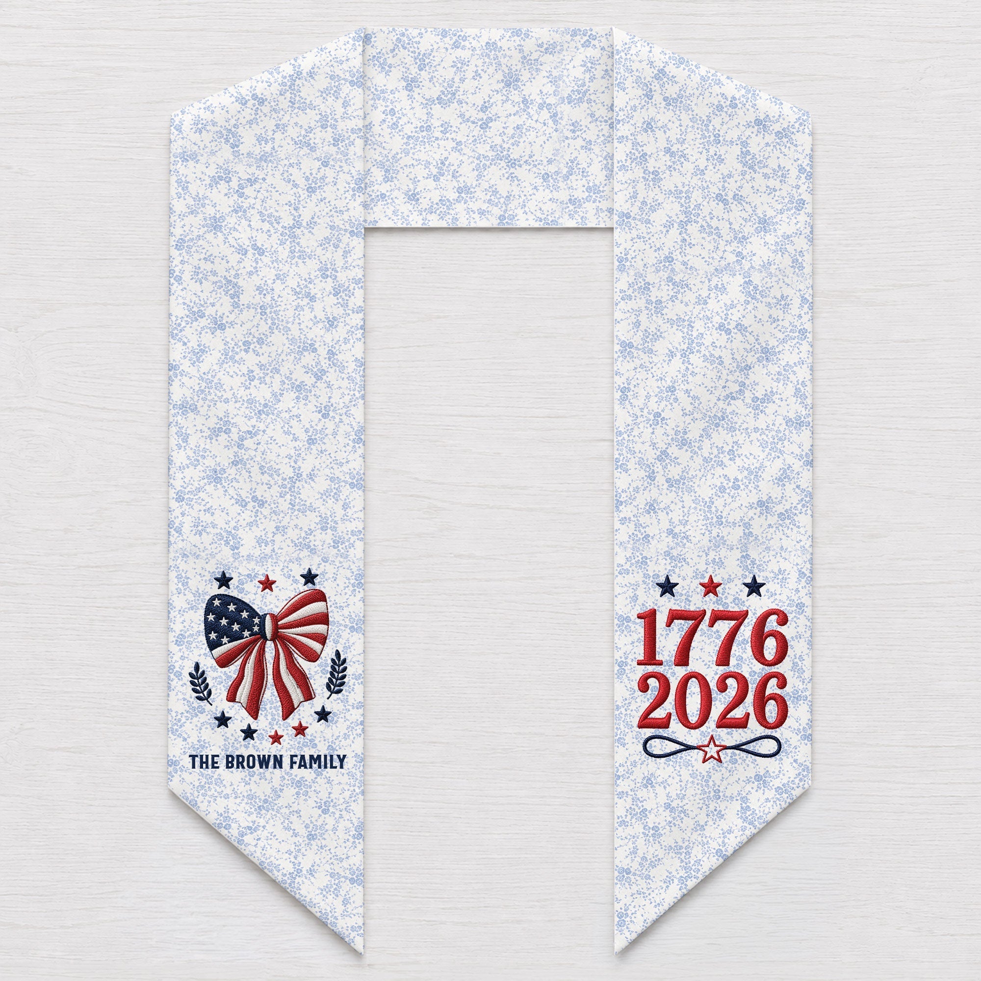 Personalized Independence Day Flag Decorative Sash Custom Family Name 250th Anniversary