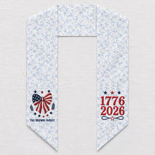 Load image into Gallery viewer, Personalized Independence Day Flag Decorative Sash Custom Family Name 250th Anniversary
