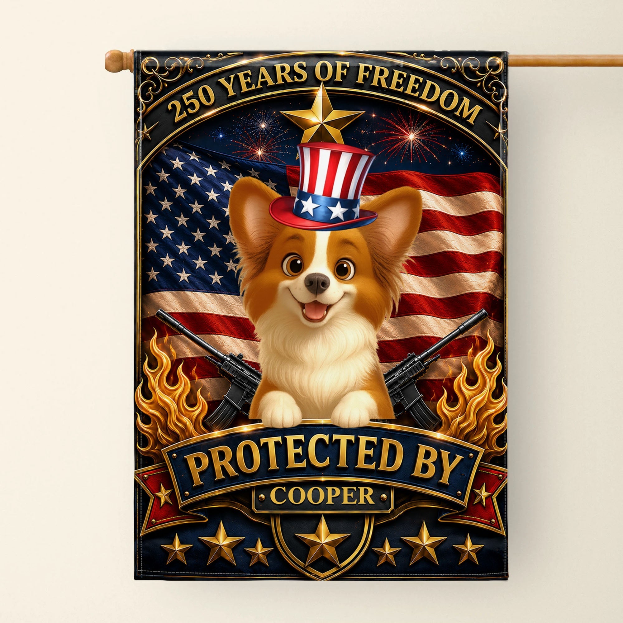 Custom USA Flag with Dog Design - Personalized Garden Flag Gift