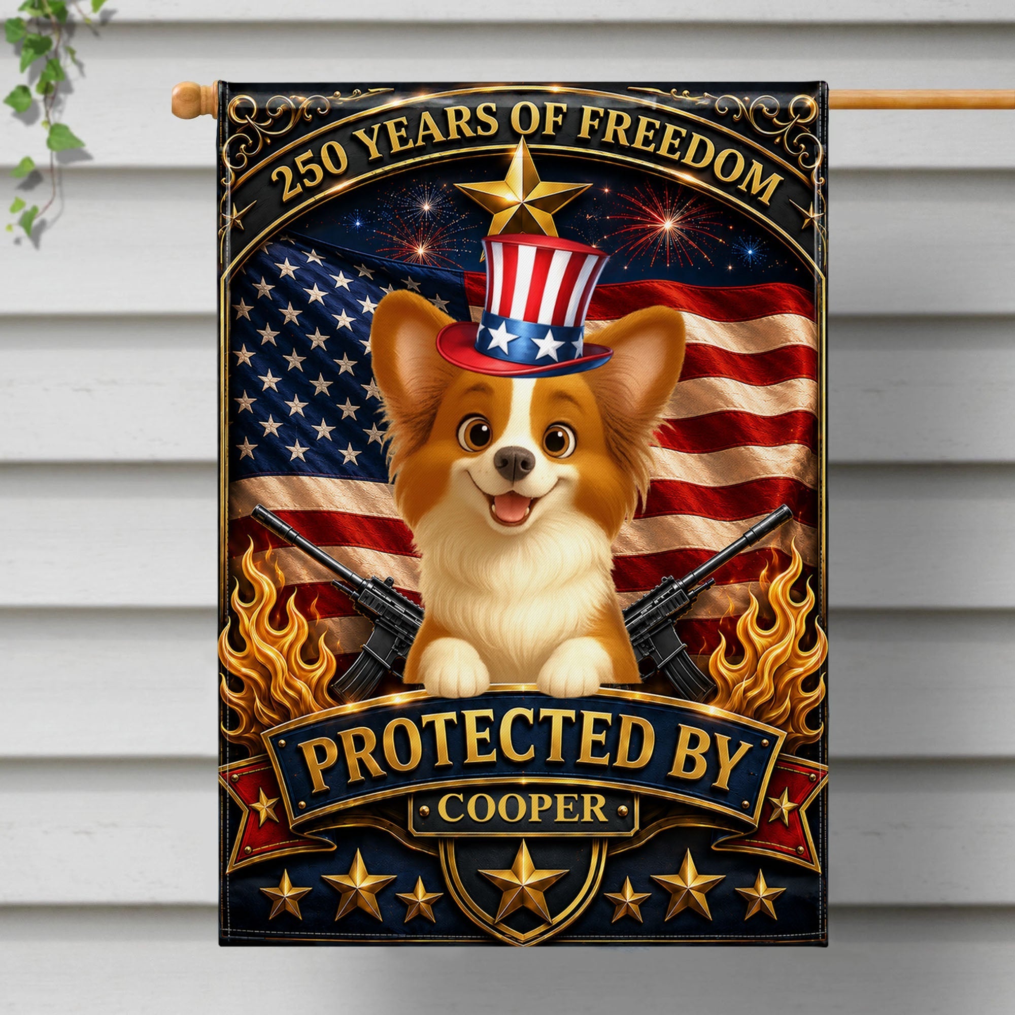 Custom USA Flag with Dog Design - Personalized Garden Flag Gift
