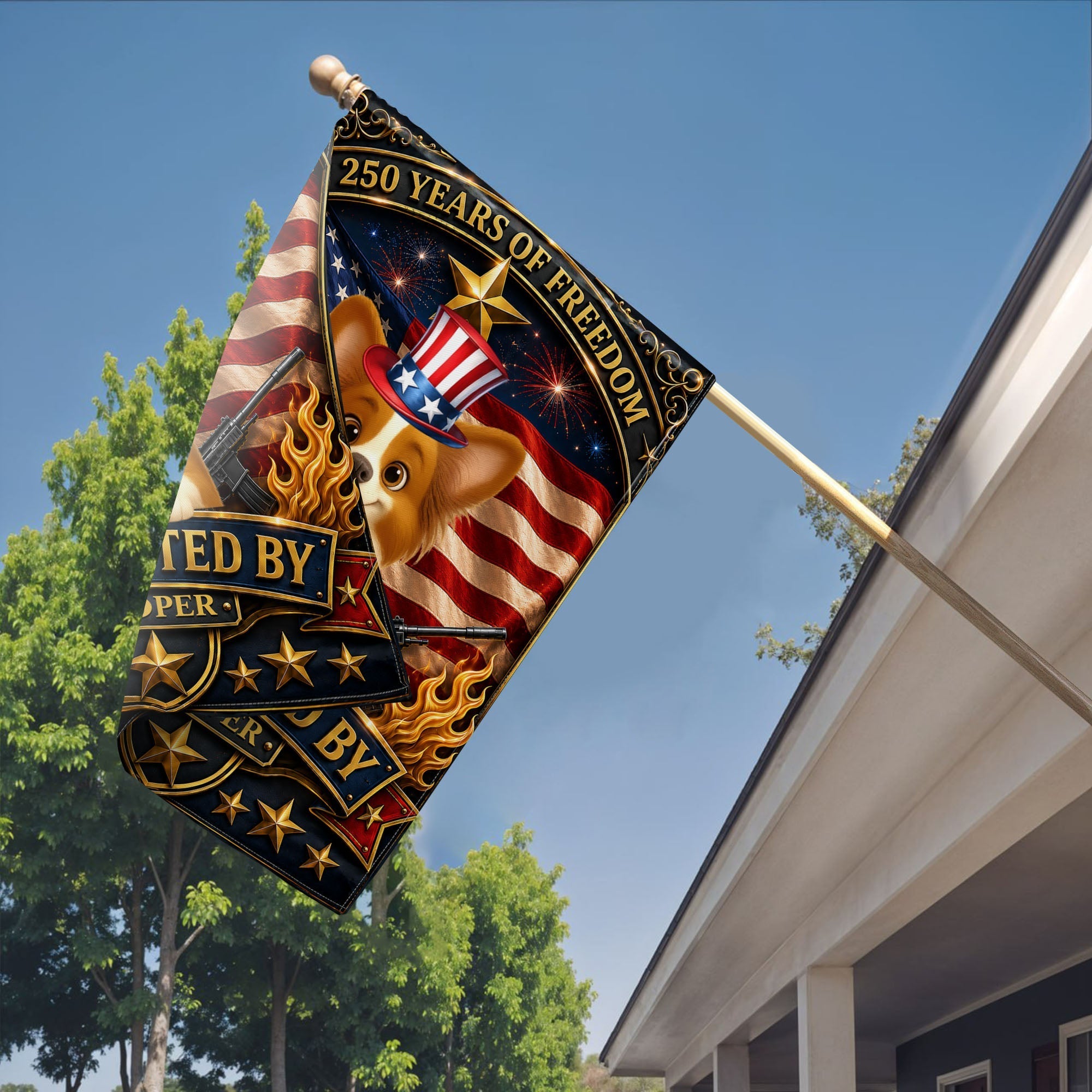 Custom USA Flag with Dog Design - Personalized Garden Flag Gift