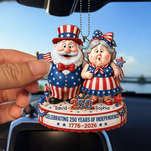 Load image into Gallery viewer, Personalized Wood Car Hanging Ornament American Flag Gift for Couple
